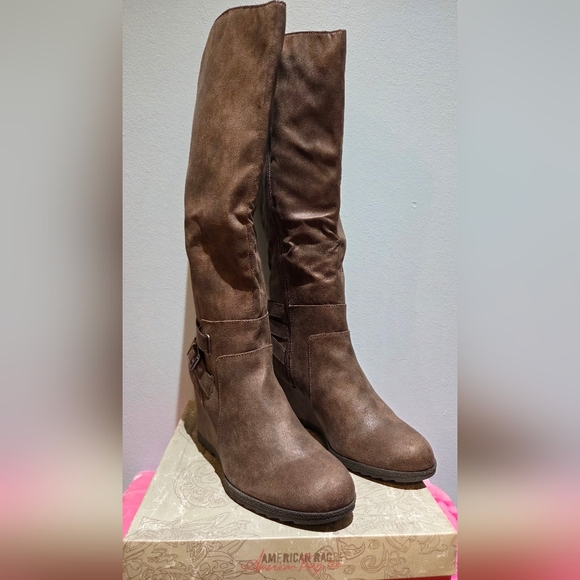 American Rag Women's Kyle Round Toe Wedge Taupe Boots, Size 11M - Picture 4 of 12